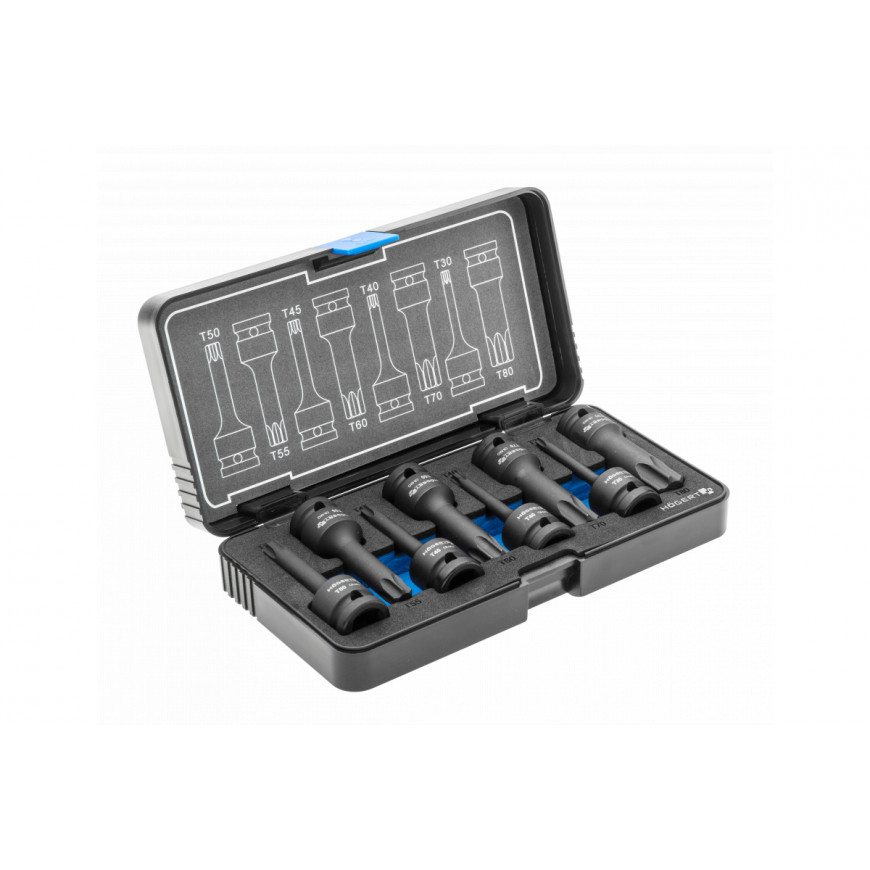 Súprava hlavíc s nárazovým bitom Spline Torx 8 ks 1/2" CrMo HT6R002