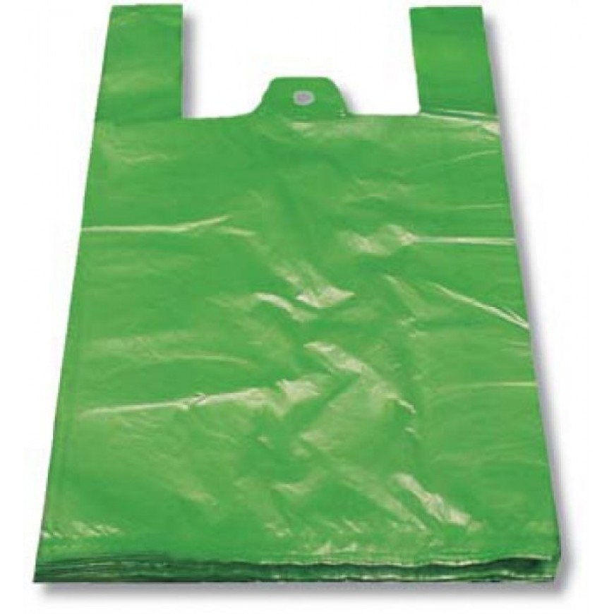 Tašky HDPE košielkové zelené 30+18x55 štandard 15my 100ks