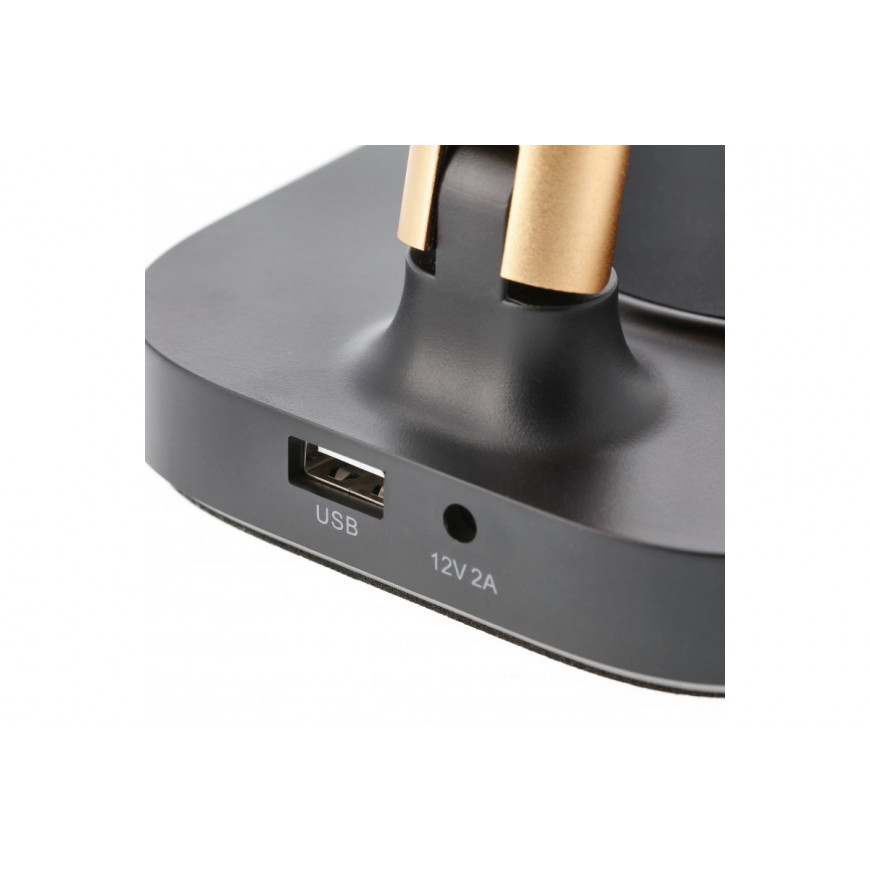 Stolná LED lampa Bressi 8 W 450 lm čierno-zlatá Wireless Charging LB-BRE8W-11-DEC