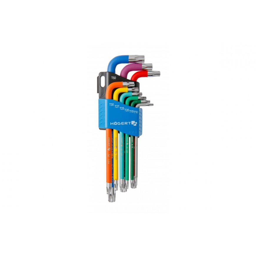 Sada Torx kľúčov dlhých 9-dielna farebná HT1W817