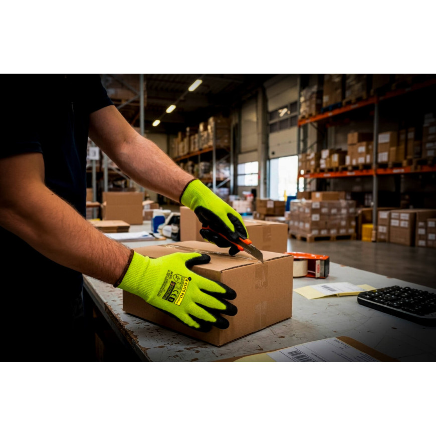 Pracovné rukavice protiporézne X-CUT PU žlté