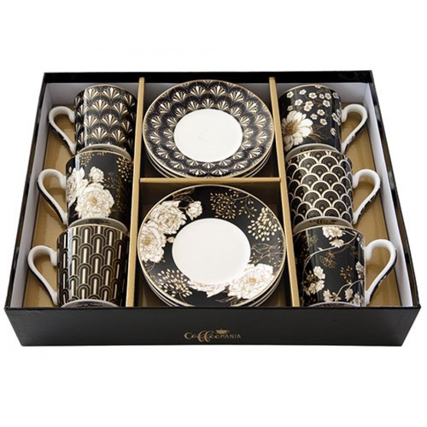 Kávová súprava ART DECOR FLOWERS 100ml - 6+6ks