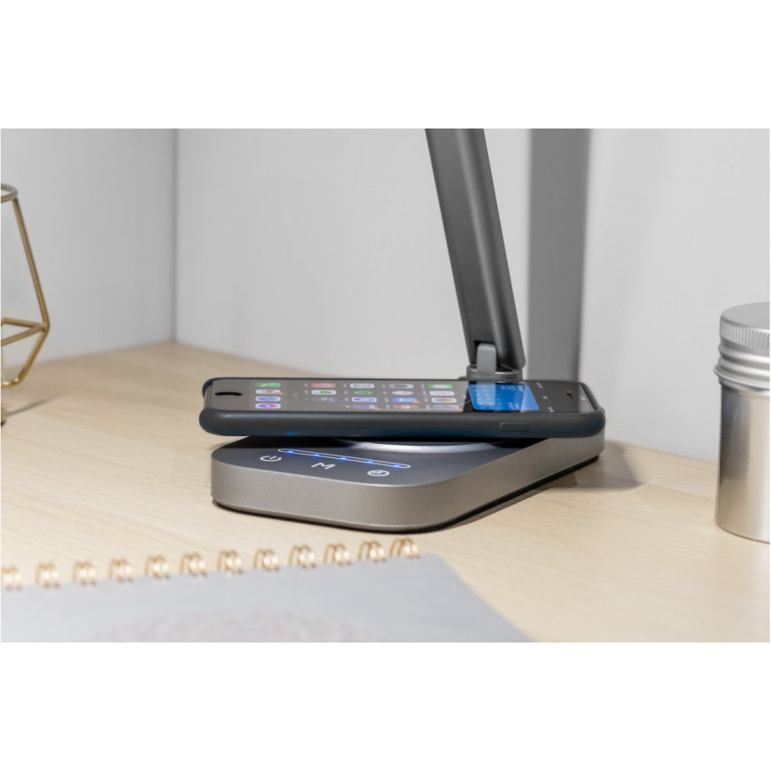 Stolná LED lampa Bressi 8 W 450 lm šedá Wireless Charging LB-BRE8W-15-DEC Stolná LED lampa Bressi 8 W 450 lm šedá Wireless Charging LB-BRE8W-15-DEC
