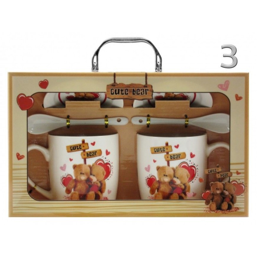 Hrnčeky 300ml s tanierikom a lyžičkou typ CUTE BEAR 3