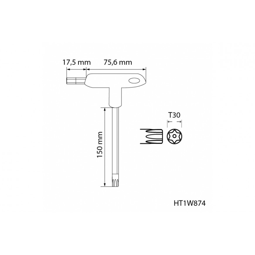 Kľúč Torx T dlhý TT30 HT1W874