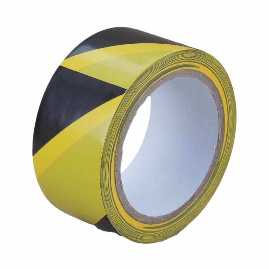 Lepiace pásky farebné PVC Solvent 50mm x 60m žlto-čierne pruhy